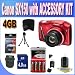 Canon PowerShot SX150 IS 14.1 MP Digital Camera with 12x Wide-Angle Optical Image Stabilized Zoom with 3.0-Inch LCD (Red) W/4GB SDHC Memory + Memory Card Wallet + Rechargeable Batteries + Charger + SDHC Card Reader + LCD Screen Protectors + Case + Accessory Saver Bundle!
