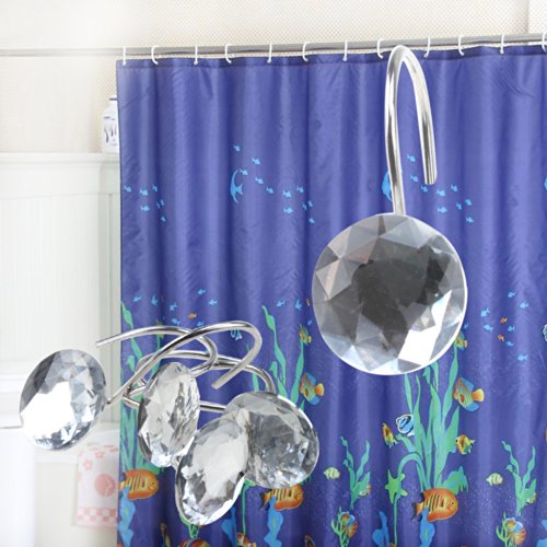 Sale Agptek 12 Pcs Decorative Rolling Shower Curtain Rhinestone