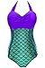 Women Holographic Mermaid High Waisted One Piece Bikinis Bathing Suits , Purple, Large