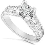 1-1/3ctw Princess Cut Diamond Ring in 14k White Gold (HI/SI)