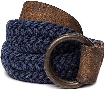Ralph Lauren RRL Men's Cotton Braided Woven Providence Belt Accessory 34 Navy Blue