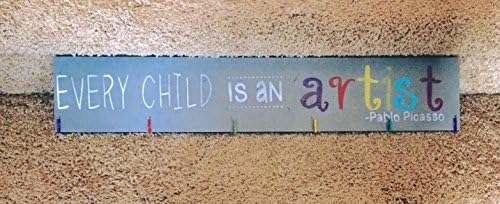 Every child is an artist wooden sign with clothes pins