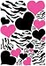 Zebra Print, Black and Hot Pink Heart Wall Stickers,decals, Graphics