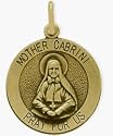 14 Karat Yellow Gold Mother Cabrini Medal Medallion