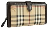Burberry Haymarket Coated Canvas Brown Leather Zip Envelope Wallet 3207107