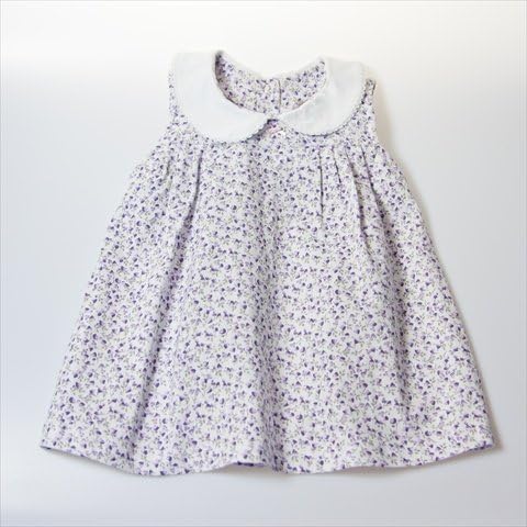 Little Ashkim BGCDRESS1218 Peter Pan Collar Girl Dress - White With Flower Prints, 12 -18 Months