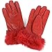 Alpine Swiss Women's Leather Dressy Gloves Rabbit Fur Trim Cuff Thermal Lining