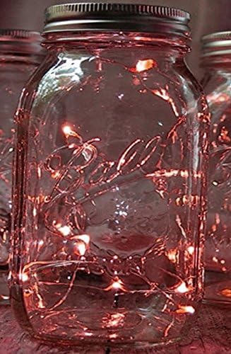Fairy Lights Led Ball Mason Pint 16 Ounce Jar Regular Mouth Firefly (Pink)