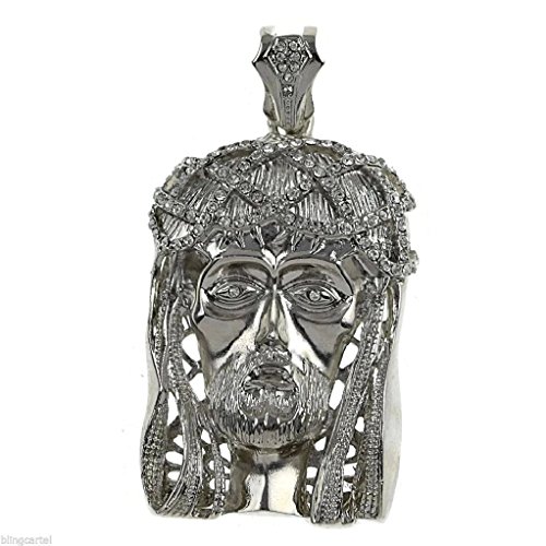 8eighteen Jesus Piece Silver Platinum Tone Big Pendant Iced-Out Chunky Cz Hip Hop Charm