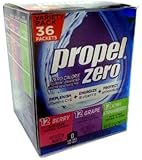 Propel Zero Calorie Nutrient Enhanced Water Beverage Mix Variety Pack 36 Packets 3 different flavors(berry, grape & kiwi strawberry) 2.5oz