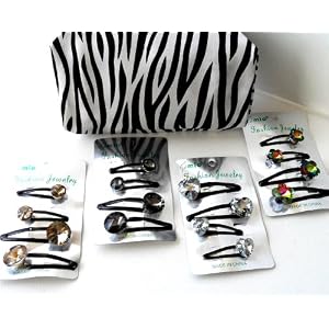 Rhinestone Bling Hair Barrette Set of 16 Pairs of Colorful
