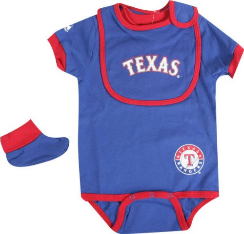 Texas Rangers Baby Bib and Bootie Creeper Set