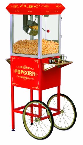 Maxi-Matic EPM-400 Elite 8-Ounce Old-Fashioned Popcorn Popper Machine Trolley, Red