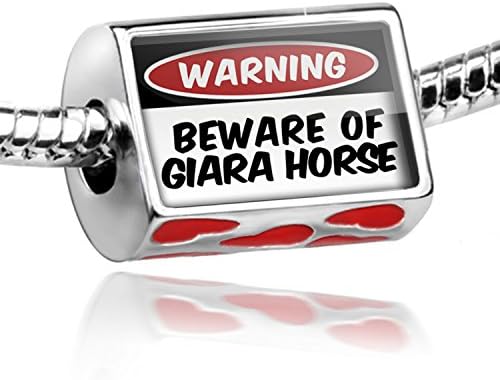 Bead with Hearts Beware of the Giara Horse - Charm Fit All European Bracelets, Neonblond