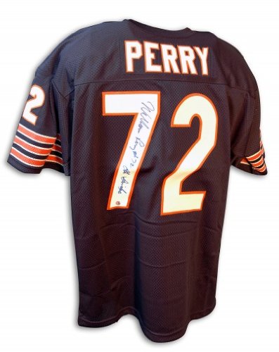 William Perry Autographed/Hand Signed Custom Blue Jersey with The Fridge Inscription