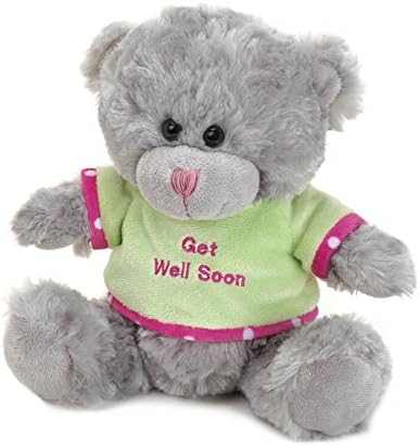 AW Get Well Soon Bear with Soft Gray Fur and Green Fleece Top - Great as Gift, Present, or Surprise