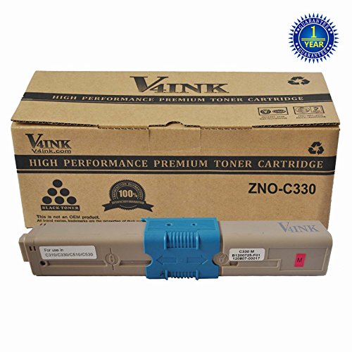 V4INK ® New Compatible OKI 44469702 Toner Cartridgee-Magenta (OKI C330/C17) for OKI C310/C330/C510/C530/MC361 MFP/MC561 MFP Series