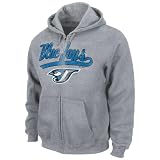 MLB Toronto Blue Jays Long Sleeve Full Zip Hooded Fleece (Steel Heather, Small)