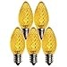 Holiday Lighting Outlet Faceted C7 Christmas Lights | Yellow LED Light Bulbs Holiday Decoration | Warm Christmas Decor for Indoor & Outdoor Use | 2 SMD LEDs in Each Light Bulb | Set of 25