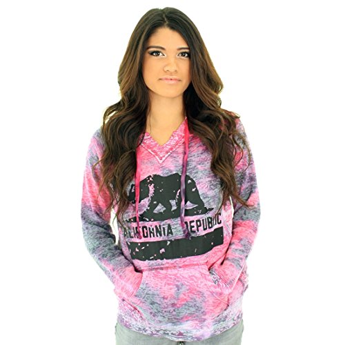 California Republic Bear Flag Silhouette V-Notch Hoodie