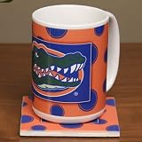 NCAA Florida Gators Ceramic Polka Dot Coffee Mug and Coaster
