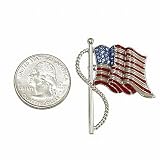 American Flag Silvertone Brooch Pin Fashion Jewelry