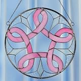 BREAST CANCER AWARENESS pink ribbon glass WREATH decor