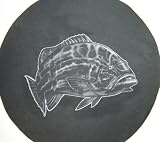 Grouper Fish on black denim vinyl 30″ Spare Tire Cover