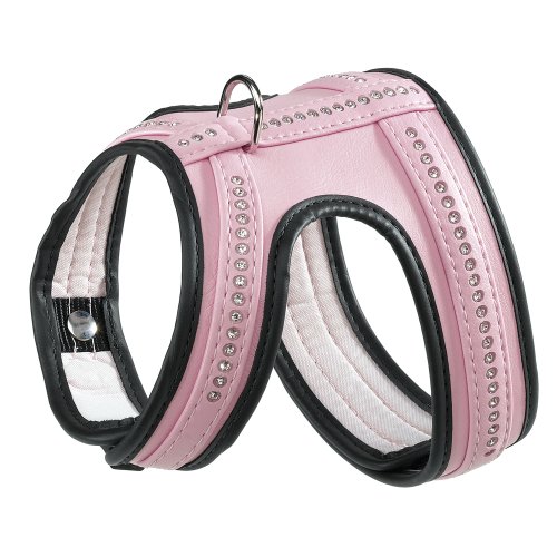 Ferplast 76018016 Geschirr f&uuml;r Hunde, soft high-tech material, LUX P XS, A: 20-25 cm, B: 30-39 cm, rosa mit weissen Strassteinen