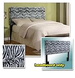 Zebra Faux Fur Queen Size Adjustable Head Board with Espresso Bicast Leathe ....