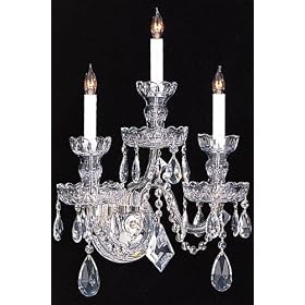 Three - light Swarovski Spectra Crystal Wall Sconce I, 18"Hx15"Wx7"EXT, POLISHED CHROME