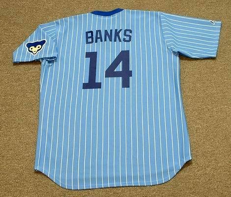 ERNIE BANKS Chicago Cubs Majestic Cooperstown THROWBACK Away Baseball Jersey, 2XL