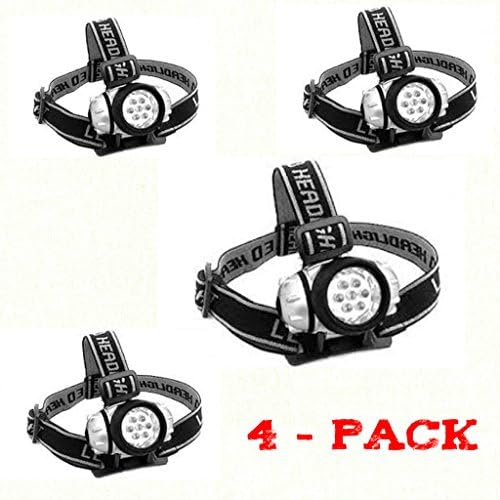 LifeSaverTools Water Resistant Headlamp with 7 Intense Bright LED Lights 3 Power Levels with Mold and UV Resistant Adjustable "Anti Choke" Headband. 100% Money Back Guarantee 37 (4 pack)