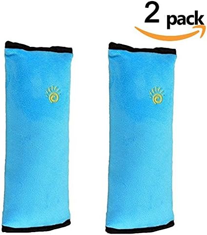 Kids Travel Pillow, Leeberry Travel Neck Pillow Cushion for Children, Car Seat Belt Pillow (Blue, Pack of 2)