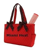 Miami Heat Red and Black Monogrammed Basketball Diaper Bag with Changing Pad