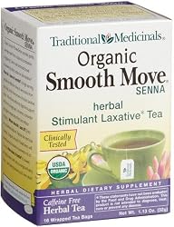 Traditional Medicinals Organic Smooth Move Herbal Stimulant Laxative Tea, 16-Count Wrapped Tea Bags (Pack of 6)