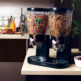 Buy Double Canister Cereal Dispenser - Black (Black) (16.3H x 13W x 7.5D) by ZevrO