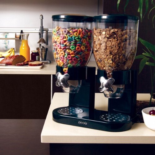 Double Canister Cereal Dispenser - Black (Black) (16.3