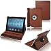 CrazyOnDigital Rotating Stand Leather Case with SLEEP AND WAKE Function for "The New iPad" 3rd Gen 2012 Model & Apple iPad 2 / iPad 3 3rd Generation Tablet AT&T Verizon 4G LTE (Brown)
