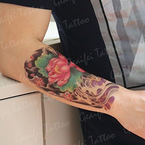 GeAiFei Waterproof High Quality Temporary Tattoo Sticker " Colorful Lotus " -15.3*22 cm