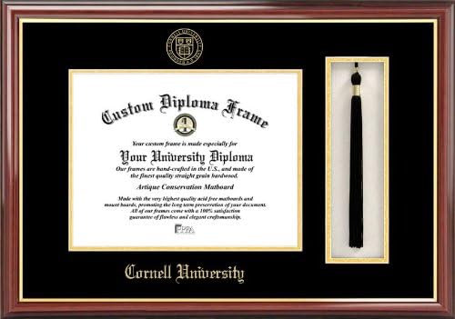 Cornell University Big Red - Embossed Seal - Tassel Box - Mahogany - Diploma Frame