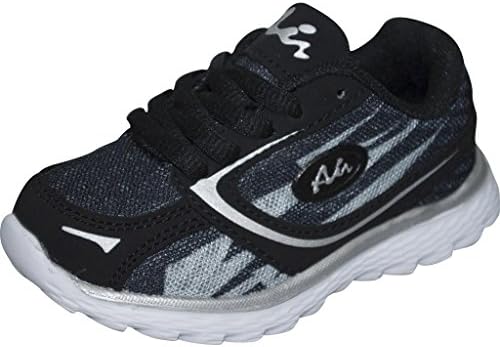 Air Athletic Toddler Black/Silver Lightweight Breathable Crosstraining Shoes