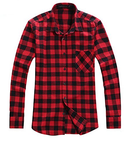 Benibos Men's Classic Long Sleeve Plaid Flannel Shirt