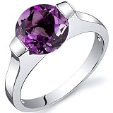 Bezel Set 1.75 carats Amethyst Engagement Ring in Sterling Silver Available in Sizes 5 thru 9