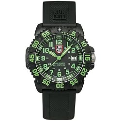 Luminox Men's 3067 Black Polyurethane Analog Quartz Watch with Green Dial