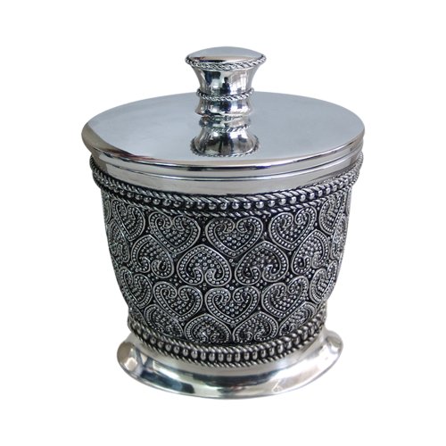 nu steel Beaded Heart Cotton Swab/Cotton Container