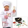 Melissa & Doug Chef Outfit Dress Up Costume and Stir Fry Play Food Set (Set of 2 Items)