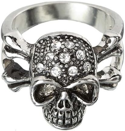 Ganz Rhinestone Skull & Crossbone Ring