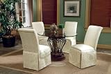 Round Glass Dining Table with 4 Parson Chairs Dinette Set