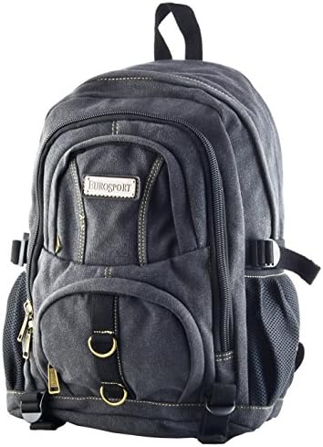 Gk Military Canvas Backpack for Hiking Camping Travel (black)